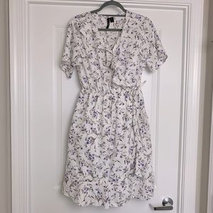 White Dress with Purple Flowers